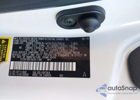 2010 Lexus Rx 350 из США, поврежденный, VIN 2T2ZK1BA1AC041186